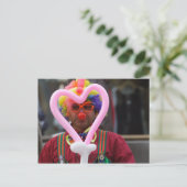 Clown mit rosa Herz Postkarte (Stehend Vorderseite)