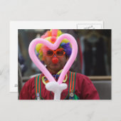 Clown mit rosa Herz Postkarte (Vorne/Hinten)
