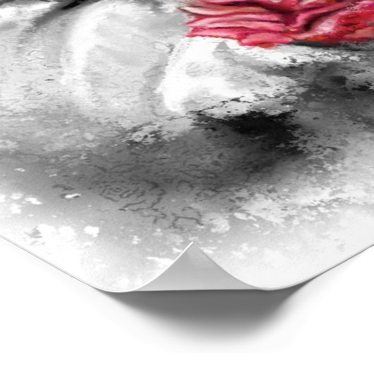 Clown mit Rose Poster Schwarz-weiße Malerei (Ecke)