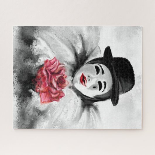 Clown mit Rose Puzzle - Gemälde (Horizontal)