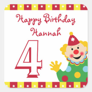 Clown mit Stern-alles- Gute zum Quadratischer Aufkleber