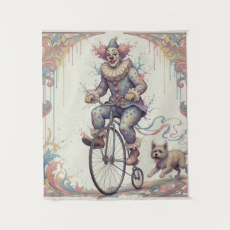 Clown on a bike Tapestry Wandteppich