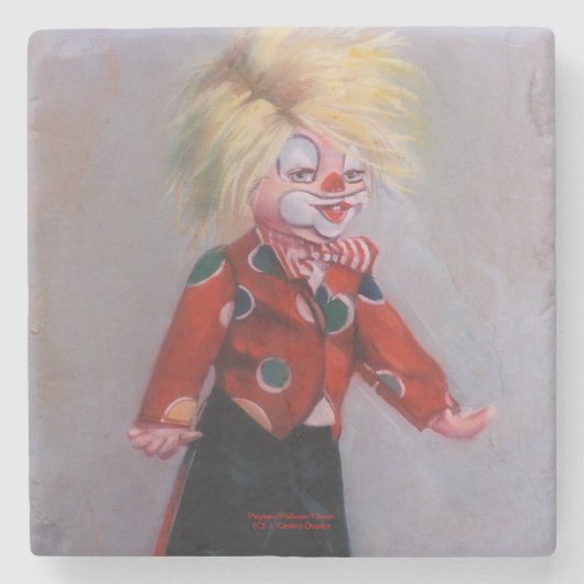 Clown/Pallaso/Clown Steinuntersetzer (Vorderseite)