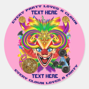 Clown-Party-Event-Ansicht groß Bitte beachten Sie  Runder Aufkleber