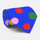 Clown Party Krawatte_blau mit bunten Polka Punkte Krawatte (Gerollt)