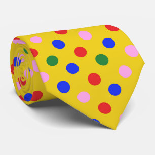 Clown-Party-Schlips_gelb mit farbenfrohen Punkten  Krawatte