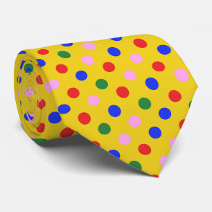 Clown-Partybinde_gelb, farbenfrohe Punkte 2xs Krawatte