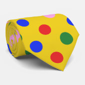 Clown-Partybinde_gelb mit farbenfrohen Punkten M Krawatte (Gerollt)