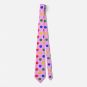 Clown-Partybinde_pink mit farbenfrohen Punkten Krawatte (Vorderseite)