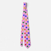 Clown-Partybinde_pink mit farbenfrohen Punkten Krawatte (Rückseite)