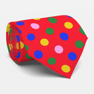 Clown-Partybinde_rot mit farbenfrohen Punkten Krawatte