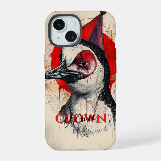 Clown Penguin iPhone 15 Hülle (Rückseite)
