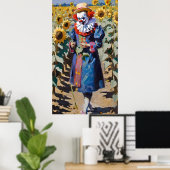 Clown pflückt Sonnenblumen Poster (Heimbüro)
