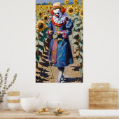 Clown pflückt Sonnenblumen Poster (Küche)