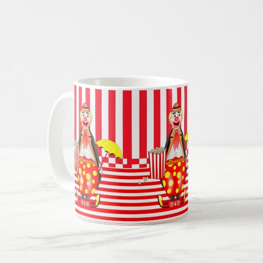 Clown Popcorn Red Stripe Tasse (Vorderseite Links)