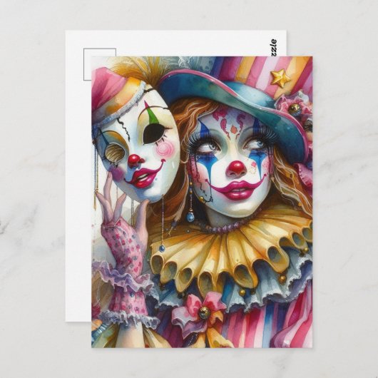 Clown Postkarte (Vorne/Hinten)