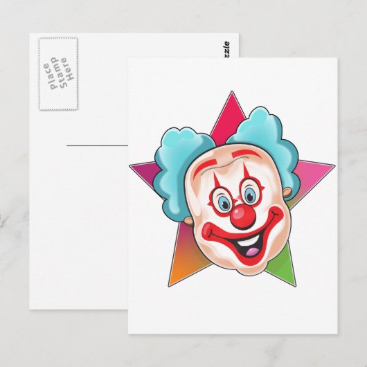 Clown Postkarte (Vorne/Hinten)