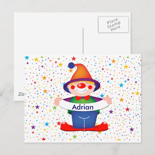 Clown Postkarte (Vorne/Hinten)