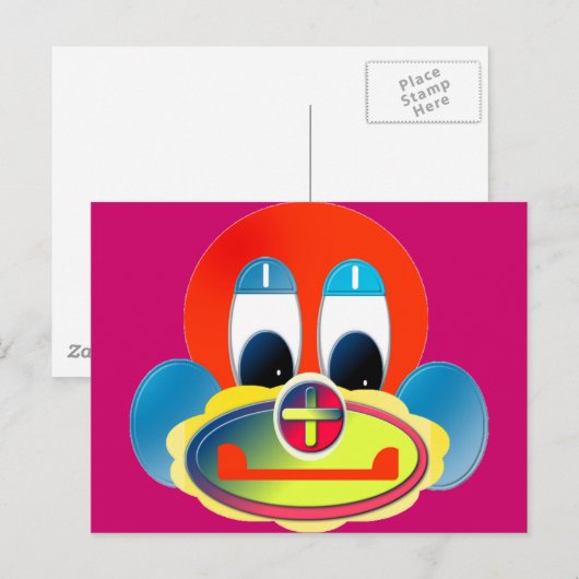 Clown Postkarte (Vorne/Hinten)