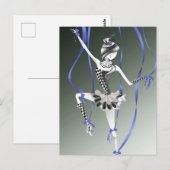 Clown-Puppe Blaue Band Postkarte (Vorne/Hinten)