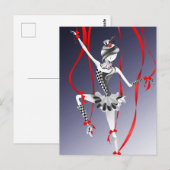 Clown-Puppe rote Bänder Postkarte (Vorne/Hinten)