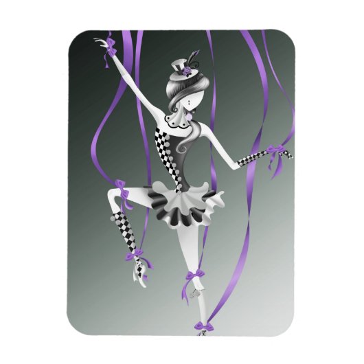 Clown Puppet Ballerina Purple Ribbon Fridge Magnet (Vertikal)