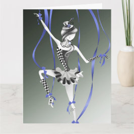 Clown Puppet Blue Ribbons Greetings Card Karte