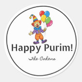 Clown Purim Etikett Runder Aufkleber (Vorderseite)