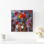 Clown Quadratische Wanduhr (Zuhause)