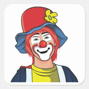 Clown Quadratischer Aufkleber