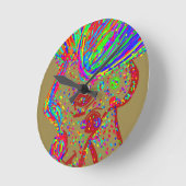 Clown-Rentier  Runde Wanduhr (Winkel)