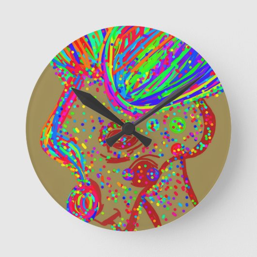 Clown-Rentier  Runde Wanduhr (Vorderseite)