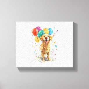 Clown Retriever - Circus Dog mit Balloons Leinwanddruck