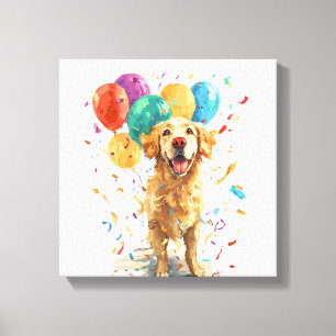 Clown Retriever � Zirkushund mit Ballons Leinwanddruck