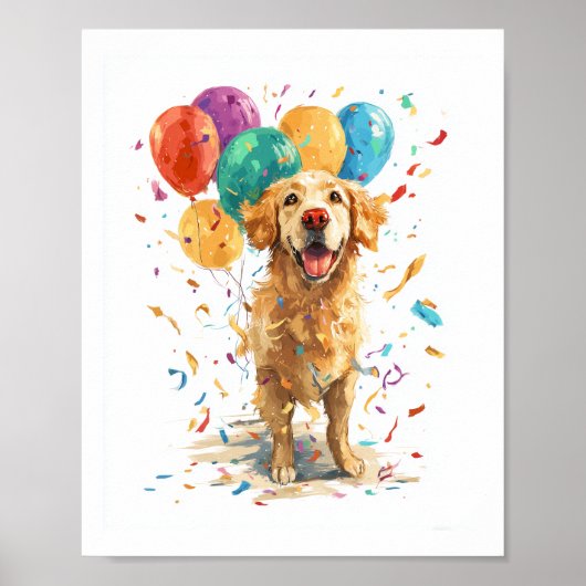 Clown Retriever � Zirkushund mit Ballons Poster (Vorne)