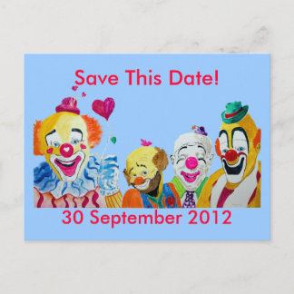 Clown-Save the Date-Postkarte Ankündigungspostkarte