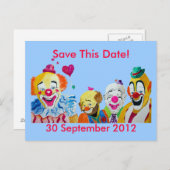 Clown-Save the Date-Postkarte Ankündigungspostkarte (Vorne/Hinten)