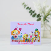 Clown-Save the Date-Postkarte Ankündigungspostkarte (Stehend Vorderseite)