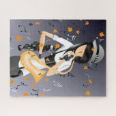 Clown Saxophonist Golden Blätter Jigsaw Puzzle (Horizontal)