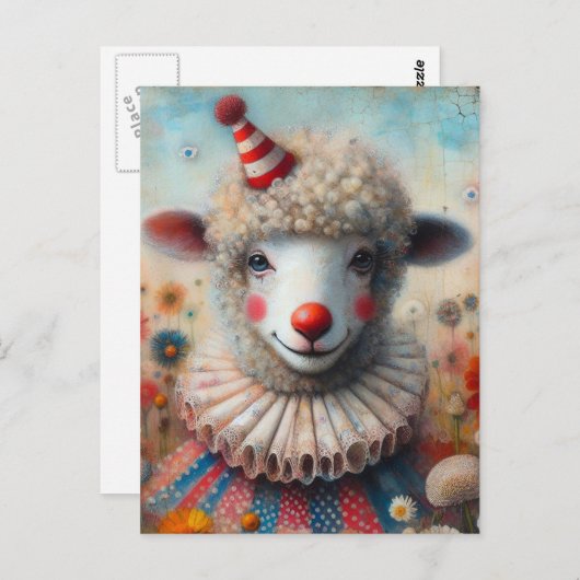 Clown Sheep Postkarte (Vorne/Hinten)
