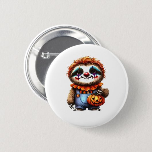 Clown Sloth Halloween Oversifizierter T - Shirt Button (Vorne & Hinten)