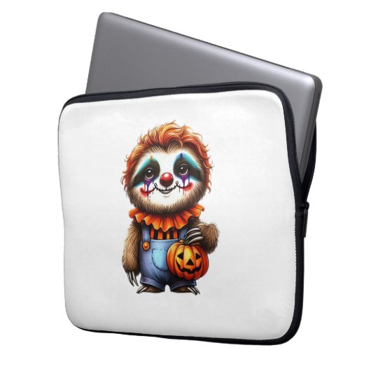 Clown Sloth Halloween Oversifizierter T - Shirt Laptopschutzhülle (Vorderseite Links)