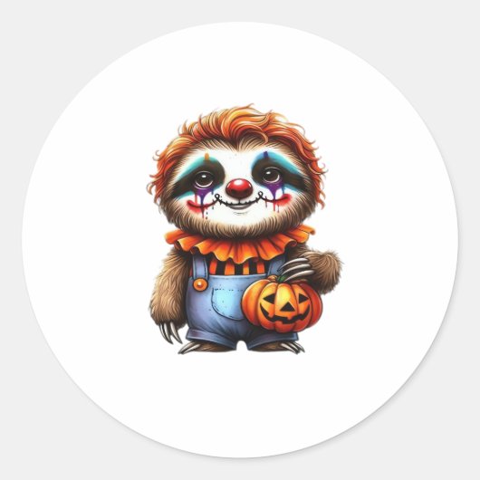 Clown Sloth Halloween Oversifizierter T - Shirt Runder Aufkleber (Vorderseite)