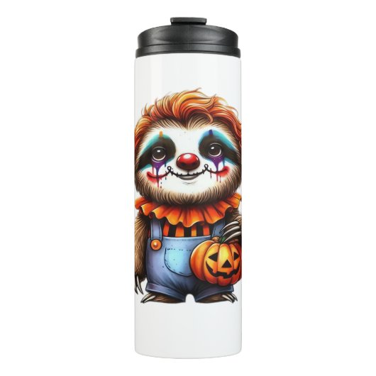 Clown Sloth Halloween Oversifizierter T - Shirt Thermosbecher (Vorderseite)