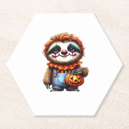 Clown Sloth Halloween Oversifizierter T - Shirt Untersetzer (Vorderseite)