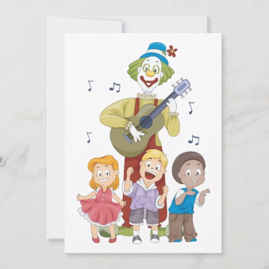 Clown spielt Gitarre Einladung (Vorderseite)