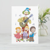 Clown spielt Gitarre Einladung (Stehend Vorderseite)