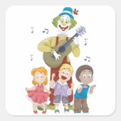 Clown spielt Gitarre Quadratischer Aufkleber (Vorderseite)