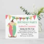 Clown Theme Girls Geburtstagsparty Einladung (Stehend Vorderseite)