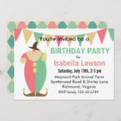 Clown Theme Girls Geburtstagsparty Einladung (Vorne/Hinten)